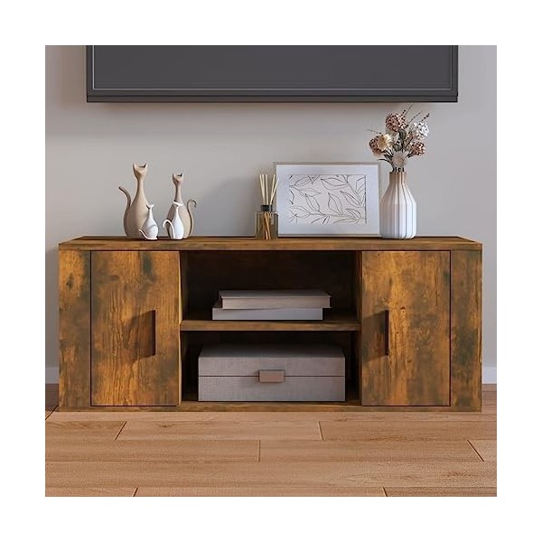 WREWING Meuble TV,Support pour Téléviseur Jusqu’à 50-80 Pouces,Table Télé avec Étagères Réglables,Bas Table TV Support de Tél