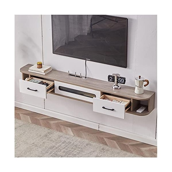 Meuble de télévision flottant à fixation murale, support de télévision de divertissement Mediao Console vidéo pour salon/blan