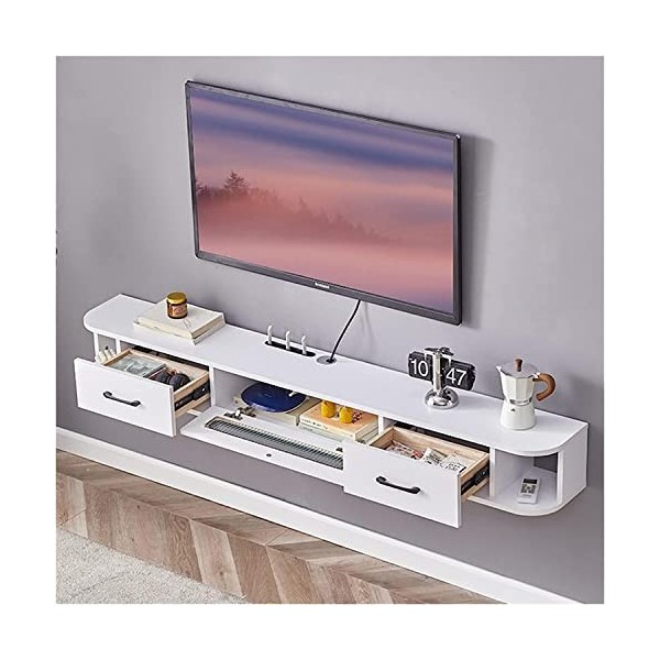 Meuble de télévision flottant à fixation murale, support de télévision de divertissement Mediao Console vidéo pour salon/blan