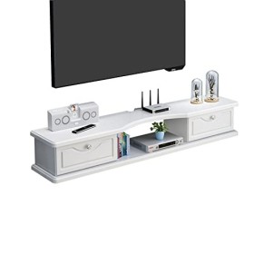 Vendics Meuble Tv Mural Console Multimédia Murale Avec 2 Portes, 39,3/47,2/55,1 Pouces Meuble Tv Mural Blanc, Étagère Flottan