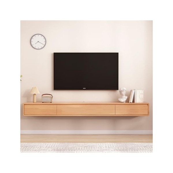 Étagère TV Flottante avec 2 Tiroirs, Console Multimédia De Divertissement, Meuble TV Flottant avec Rangement, pour Chambre À 