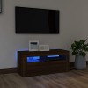 DJEKA Meuble TV LED Meuble TV Bois Meuble TV Haute Banc TV Meuble Television Meuble TV avec Rangement Table TV Salon Banc TV-