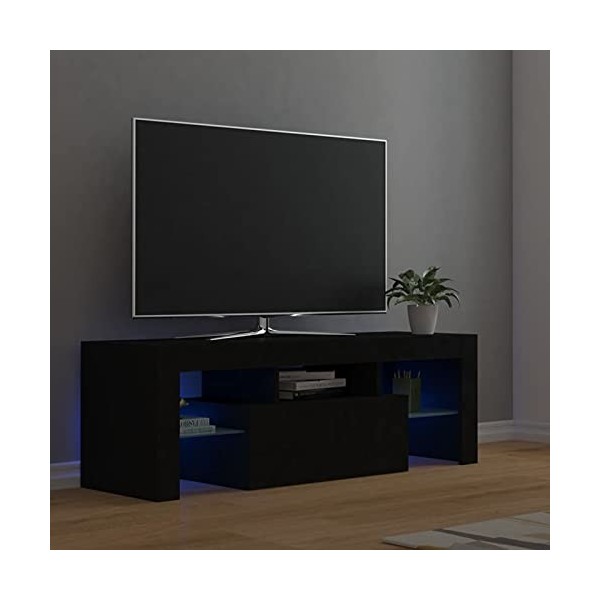DJEKA Meuble TV LED Meuble TV Bois Meuble TV Haute Banc TV Meuble Television Meuble TV avec Rangement Table TV Salon Banc TV-