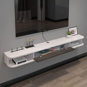 MABIBI Console TV flottante à fixation murale, meuble TV, centre multimédia, console de jeu, console vidéo avec porte et rang