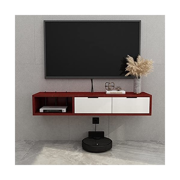 Kamnik Meuble TV Flottant, Meuble TV Mural en Bois avec 2 tiroirs, adapté pour Placer des routeurs, télécommandes, projecteur