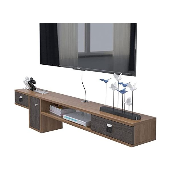 MABIBI Meuble TV mural à fixation murale, meuble TV suspendu, support TV flottant de 150 cm, étagère de rangement, étagère O 