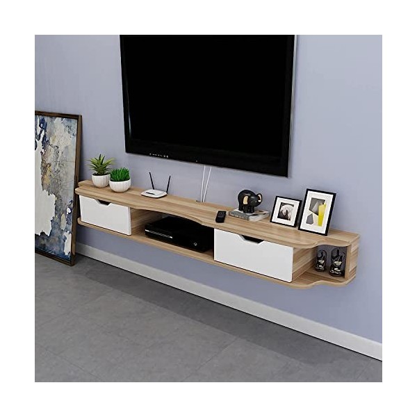 MABIBI Meuble TV mural, meuble TV flottant avec 2 tiroirs, meuble de rangement TV mural pour salon, chambre à coucher, gain d