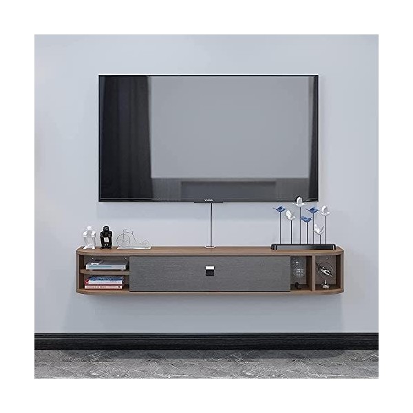 MABIBI Meuble TV mural flottant pour économiser de lespace - Meuble TV à suspendre pour salon, chambre à coucher, noyer, 140