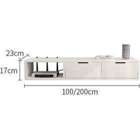 MABIBI Meuble TV flottant, meuble TV mural en bois avec 2 tiroirs, pour placer des routeurs, des télécommandes, des projecteu