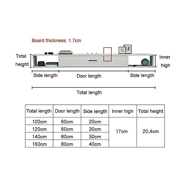 MABIBI Meuble TV mural flottant pour salon, console TV, meuble TV, unité de divertissement flottante pour salon, centre de di