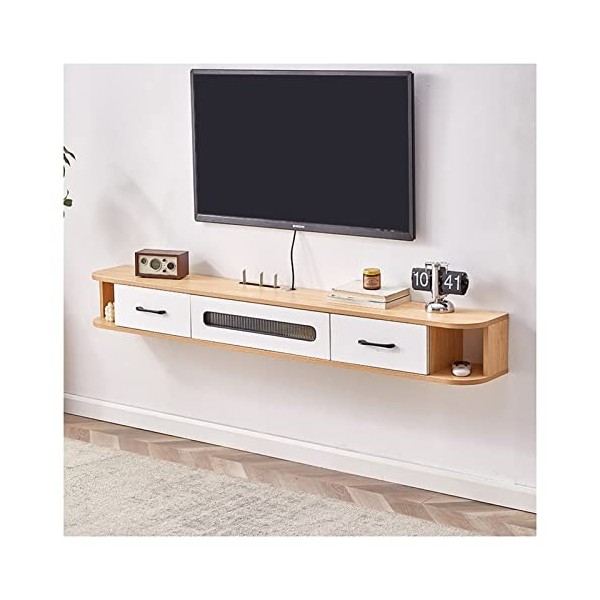 Kamnik Meuble TV Mural, Meuble TV Flottant, Console multimédia de Divertissement, étagères flottantes avec Porte, pour sous l