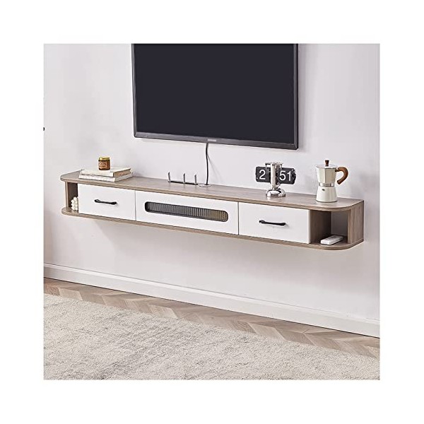 Kamnik Meuble TV Mural, Meuble TV Flottant, Console multimédia de Divertissement, étagères flottantes avec Porte, pour sous l
