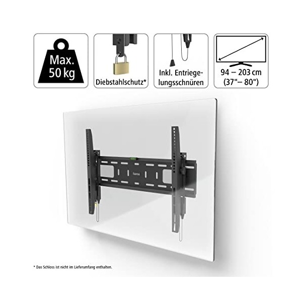 Tilt Support Mural TV Professionnel Noir 203 cm 80" 600 x 400