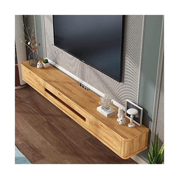 MABIBI Meuble TV mural flottant à fixation murale – Meuble TV, centre de divertissement, étagères de rangement pour récepteur
