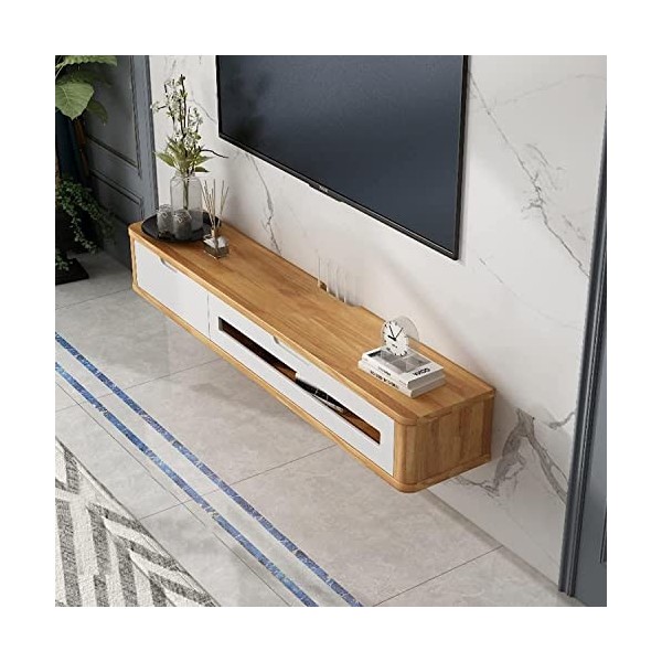 MABIBI Meuble TV mural flottant à fixation murale – Meuble TV, centre de divertissement, étagères de rangement pour récepteur