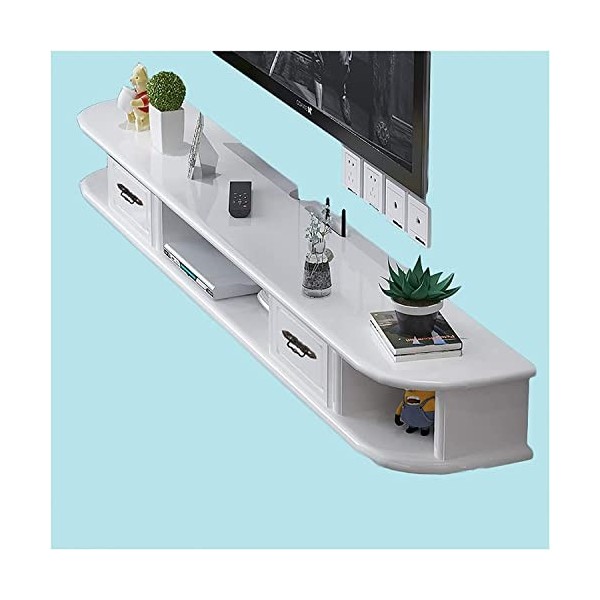 EsEntL Meuble TV, Meuble Bas TV, étagères flottantes, Console multimédia TV Murale, Meuble TV Mural en Bois Massif pour Chamb