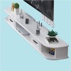 EsEntL Meuble TV, Meuble Bas TV, étagères flottantes, Console multimédia TV Murale, Meuble TV Mural en Bois Massif pour Chamb