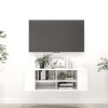 WIFESE Meuble TV Mural Blanc Brillant 102x35x35 cm Aggloméré Meuble Television Réglable Table TV Support de TV Décoration Sal