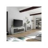 Tousmesmeubles Meuble TV 3 Portes Béton ciré Clair/foncé - LUBIO n°1 - L 138 x l 42 x H 56 cm - Neuf