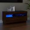 Camerina Meuble TV avec lumières LED Chêne Marron 80x35x40 cm,Meuble TV,Meuble TV Moderne,Meuble de Salon
