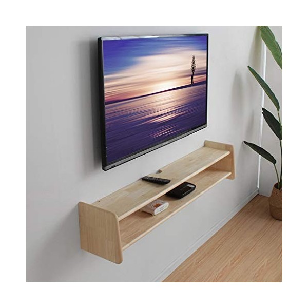 Meuble de télévision mural Etagère audio et vidéo Étagère murale en bois massif Étagère flottante Set Coffret décodeur Routeu