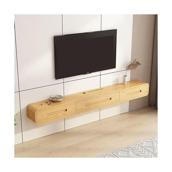 Meuble TV Suspendu, Meuble Tele Mural, Moderne Meuble Television Bois avec Tiroirs, Étroit Table TV Salon Color : Log, Size 