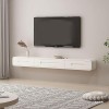 Meuble TV Suspendu, Meuble Tele Mural, Moderne Meuble Television Bois avec Tiroirs, Étroit Table TV Salon Color : Log, Size 
