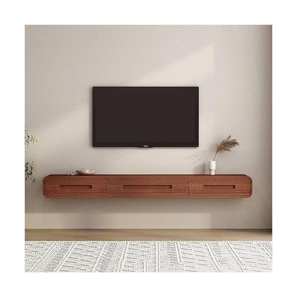 Meuble TV Suspendu, Meuble Tele Mural, Moderne Meuble Television Bois avec Tiroirs, Étroit Table TV Salon Color : Log, Size 