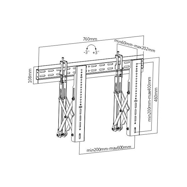 SboX LVW02-46F Support Mural pour TV inclinable et articulé de 37 à 70 Pouces, VESA de 200 x 200 à 400 x 600 mm, 45 kg