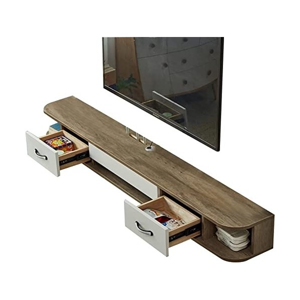 Uvency Console Multimédia Tv Murale 120/140 Cm, Étagère Flottante Pour Composants de Meuble Tv, Étagère Flottante, Étagèreo V