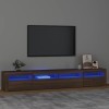 Higsose Meuble TV Salon avec Lumières LED Colorées Chêne Marron 240x35x40 cm Bois dingénierie Style Tendance Meuble Média De