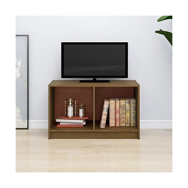 homiuse Meuble TV Marron Miel 70x33x42 cm Bois de Pin Massif Armoire HiFi Décoration Intérieure Meuble de Télévision Table Sa