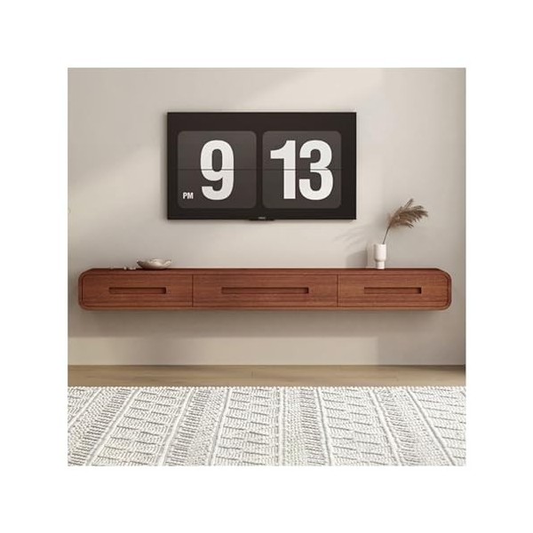 Unité TV Flottante avec 2 Tiroirs, Centre De Divertissement Mural, Console Multimédia pour sous La Télévision pour Le Salon E