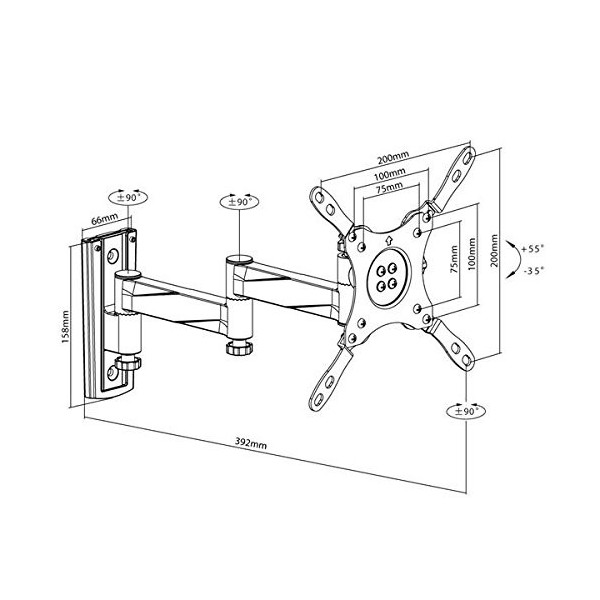 Support Mural verrouillable pour moniteurs PC et TV 13-42", Xantron ECO-222