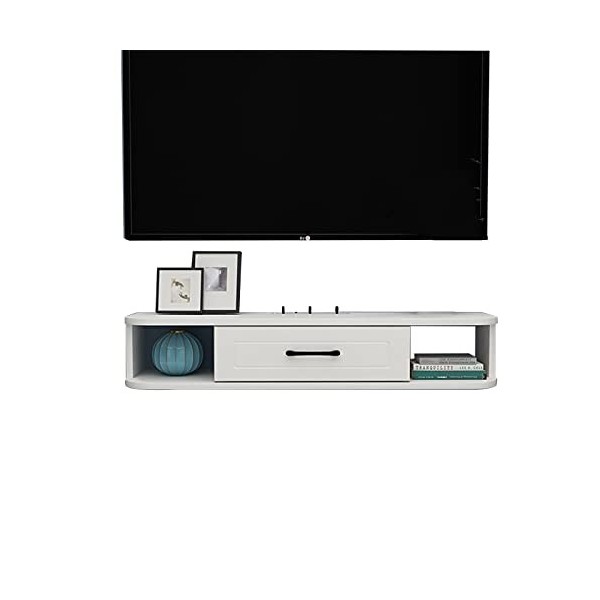 Meuble TV flottant, console de meuble TV en bois massif, centre de divertissement multimédia mural de 100/120/140 cm, étagère