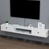 Meuble TV flottant avec 2 tiroirs, étagère TV flottante murale, console multimédia de divertissement, meuble de rangement cen