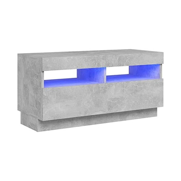 MOONAIRY Meuble TV avec lumières LED Gris béton 80x35x40 cm,Meuble TV,Meuble TV Moderne,Meuble de Salon