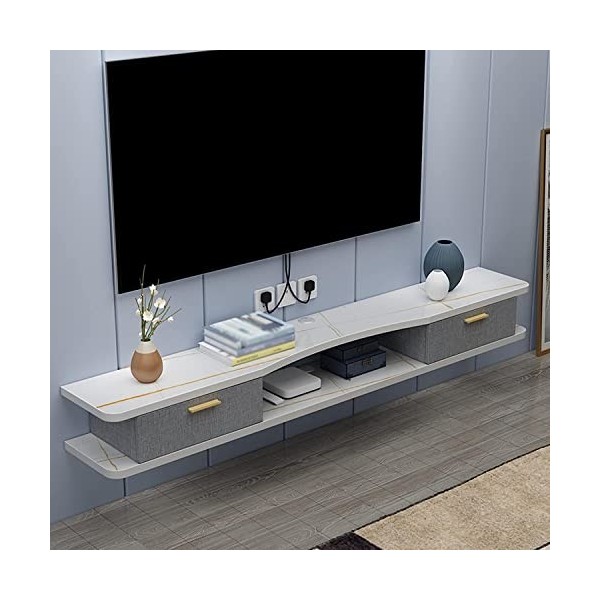 EsEntL Étagère de Rangement multimédia, Meuble TV Mural à Double tiroir avec Trou pour Fil, Applicable au projecteur télécomm