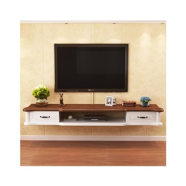Meuble TV Flottant, Meuble TV Mural 55", Console TV Flottante Moderne, Centre de Divertissement Flottant avec étagères de Ran