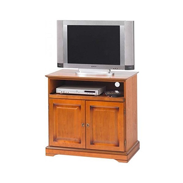 ACTUAL DIFFUSION Alsace Meuble TV Plateau Pivotant 2 Portes Louis Philippe, Bois, 46,5x82x77 cm
