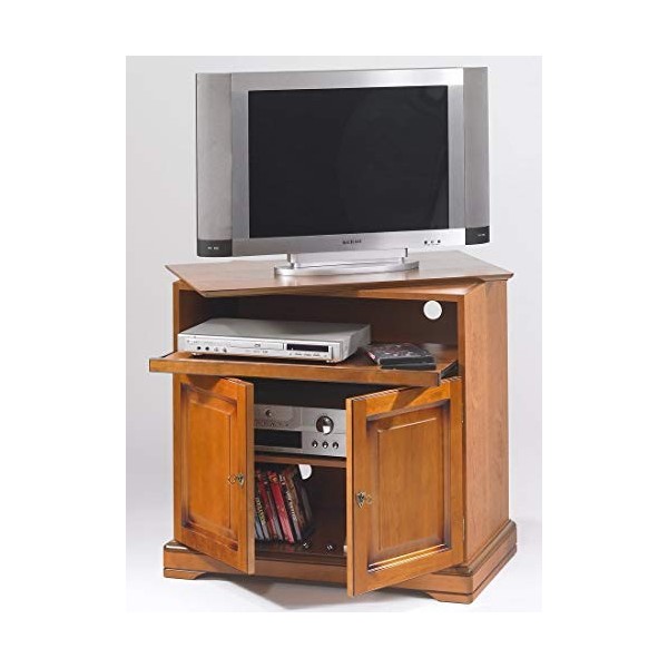 ACTUAL DIFFUSION Alsace Meuble TV Plateau Pivotant 2 Portes Louis Philippe, Bois, 46,5x82x77 cm