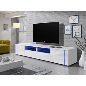 Support TV Oxy 200 cm blanc mat/ fronts blanc brillant 