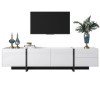 Meuble TV au Design Moderne, Meubles TV, Meuble TV Bas avec Pieds Color Block en Blanc et Noir Brillant, Meuble TV, Table TV,