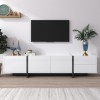 Meuble TV au Design Moderne, Meubles TV, Meuble TV Bas avec Pieds Color Block en Blanc et Noir Brillant, Meuble TV, Table TV,