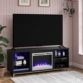 Ameriwood Home Lumina Foyer TV Meuble 70PO Chêne Noir, up to 70