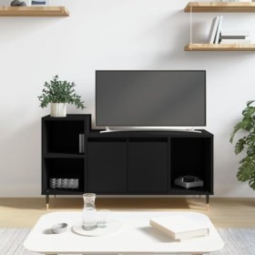 vidaXL Meuble TV, Armoire de Télévision avec 5 Compartiments, Meuble Télé avec Portes Salon Salle de Séjour, Moderne, Noir Bo