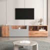 Meuble TV Vintage Lowboard 190 x 40 x 48 cm pour téléviseurs, Meuble TV en Bois avec lumières LED à Couleurs changeantes et P