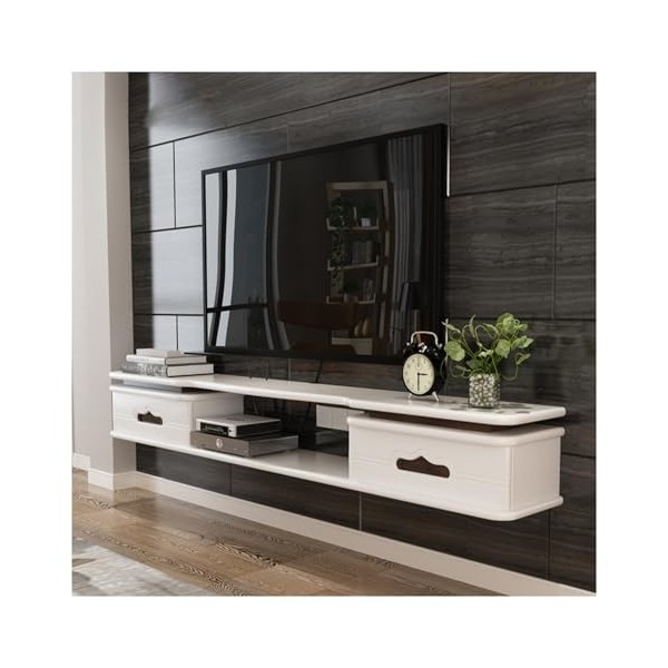 Kamnik Meuble TV Mural, Meuble TV Flottant, Clapier de Rangement pour Console Multimédia, Étagères de Rangement, avec Trous p