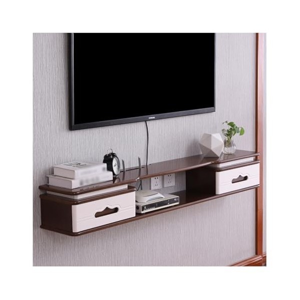 Kamnik Meuble TV Mural, Meuble TV Flottant, Clapier de Rangement pour Console Multimédia, Étagères de Rangement, avec Trous p