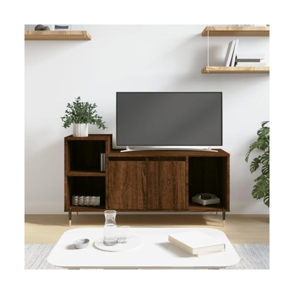vidaXL Meuble TV, Armoire de Télévision avec 5 Compartiments, Meuble Télé avec Portes Salon Salle de Séjour, Moderne, Chêne M